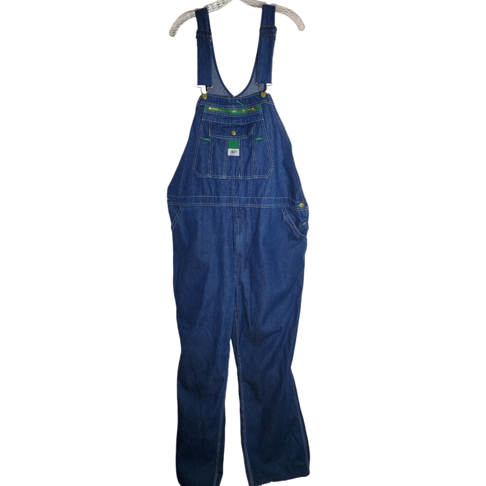 Liberty Overalls Mens 42x30 Womens XL Blue Denim Bib Carpenter Workwear Hipster - Picture 4 of 13